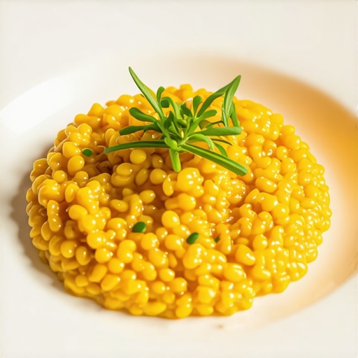 A bowl of saffron risotto with herbs, showcasing a gourmet instant cooker meal