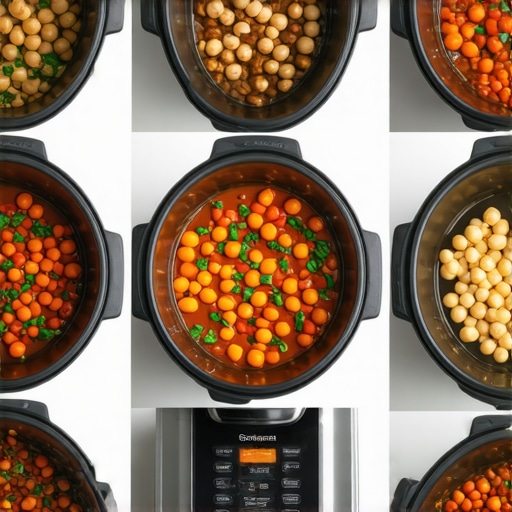 Visual guide showing ingredient prep, layering, and cooking in a multicooker.