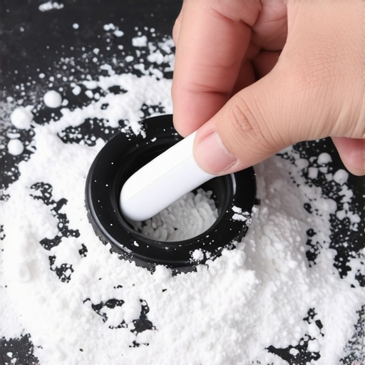 Person scrubbing multicooker rubber gasket with baking soda and brush