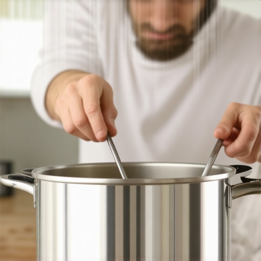 Person checking a pressure cooker sealing ring for wear and tear, ensuring safety and performance