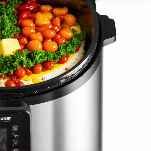 Multicooker with vegetables and meat being layered for a meal
