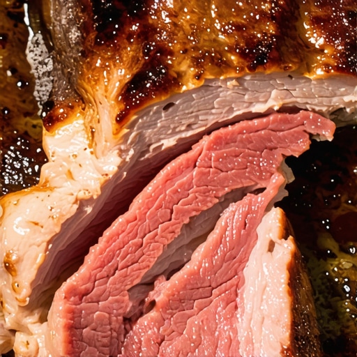 Searing seasoned pork roast in a skillet to lock in juices.