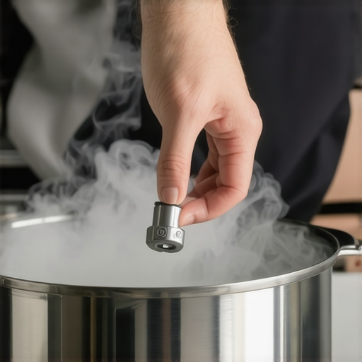Person correctly adjusting the vent valve of a multicooker with steam coming out